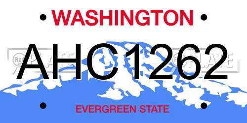 AHC1262 Washington License Plate