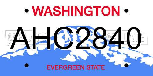 AHC2840 Washington License Plate
