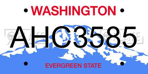 AHC3585 Washington License Plate