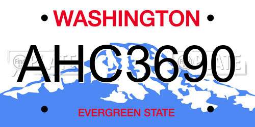 AHC3690 Washington License Plate