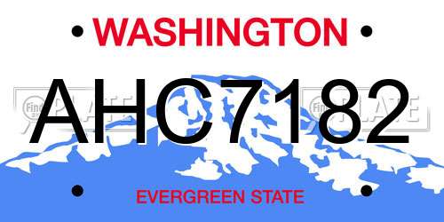 AHC7182 Washington License Plate