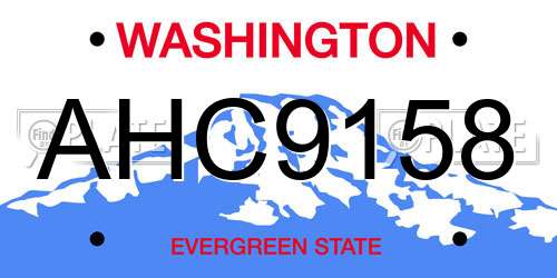 AHC9158 Washington License Plate