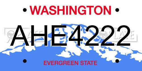 AHE4222 Washington License Plate