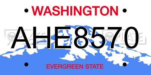 AHE8570 Washington License Plate
