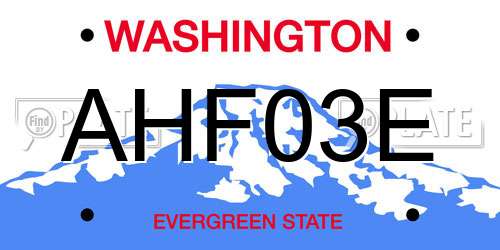 AHF03E Washington License Plate