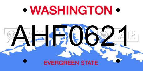 AHF0621 Washington License Plate