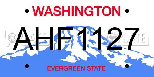 AHF1127 Washington License Plate