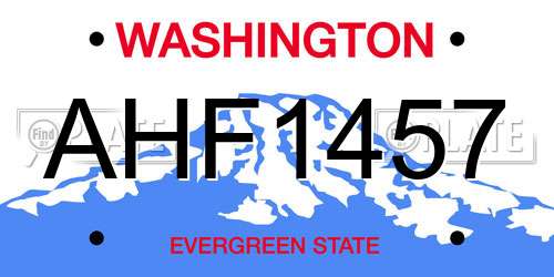 AHF1457 Washington License Plate