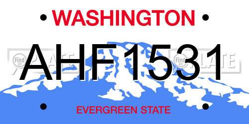 AHF1531 Washington License Plate