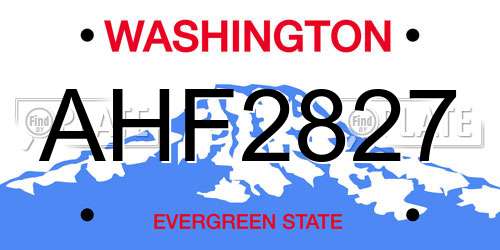 AHF2827 Washington License Plate