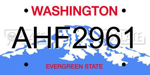 AHF2961 Washington License Plate