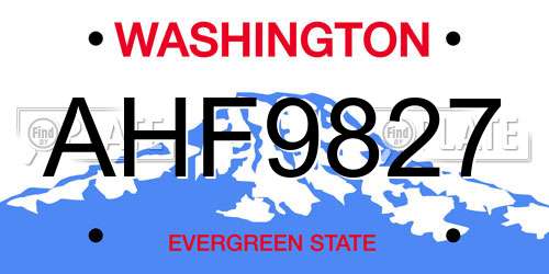 AHF9827 Washington License Plate