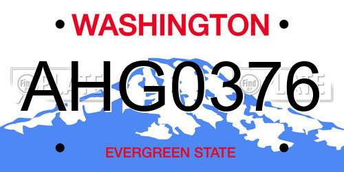 AHG0376 Washington License Plate