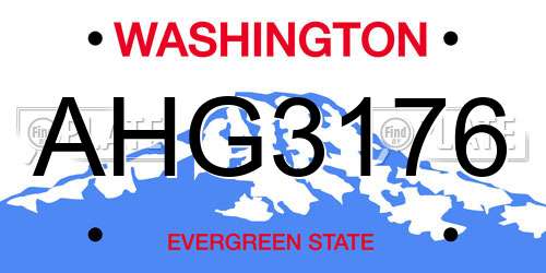 AHG3176 Washington License Plate