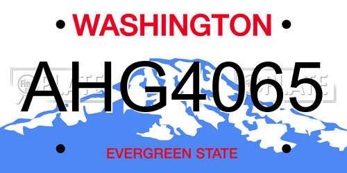 AHG4065 Washington License Plate