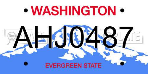 AHJ0487 Washington License Plate