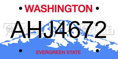 AHJ4672 Washington License Plate