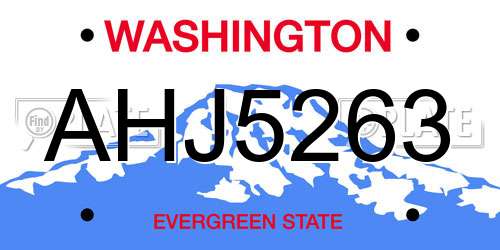 AHJ5263 Washington License Plate