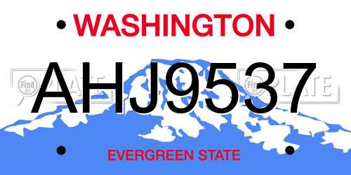 AHJ9537 Washington License Plate