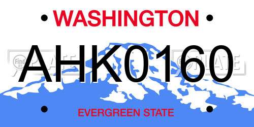 AHK0160 Washington License Plate