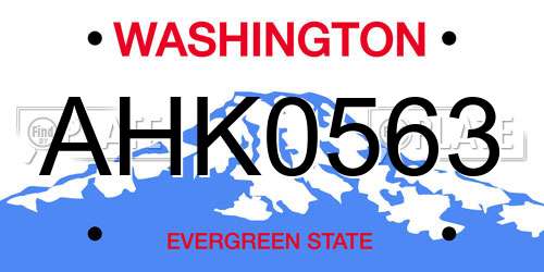 AHK0563 Washington License Plate