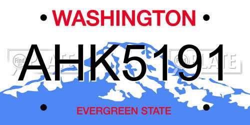 AHK5191 Washington License Plate