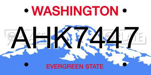 AHK7447 Washington License Plate