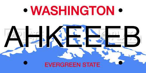AHKEEEB Washington License Plate
