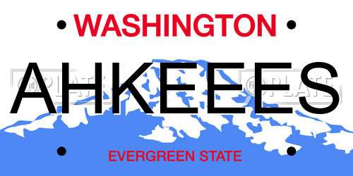 AHKEEES Washington License Plate