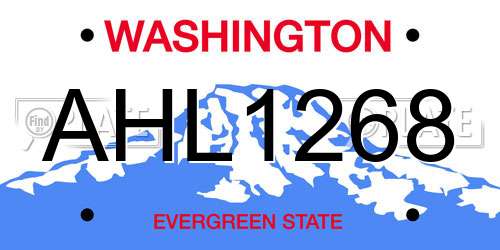 AHL1268 Washington License Plate