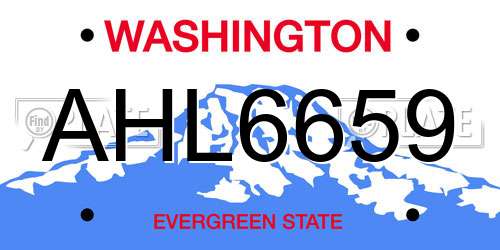 AHL6659 Washington License Plate