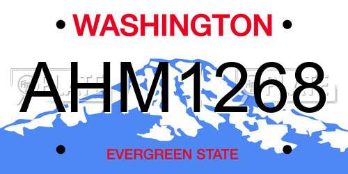 AHM1268 Washington License Plate