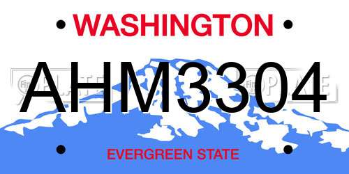 AHM3304 Washington License Plate