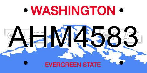 AHM4583 Washington License Plate