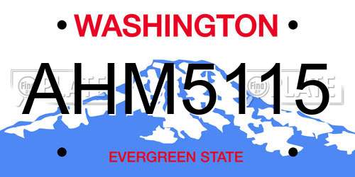 AHM5115 Washington License Plate