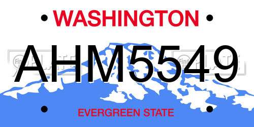 AHM5549 Washington License Plate