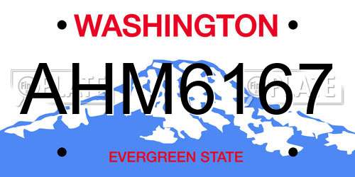 AHM6167 Washington License Plate