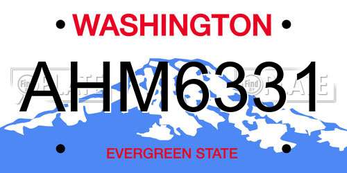 AHM6331 Washington License Plate