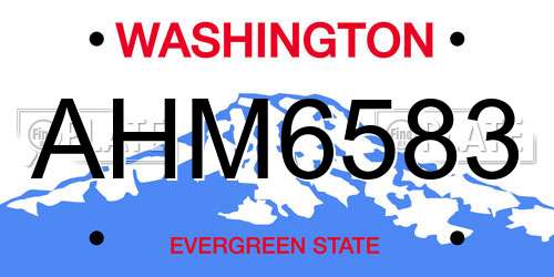 AHM6583 Washington License Plate