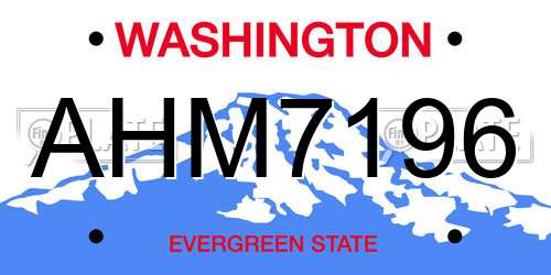 AHM7196 Washington License Plate