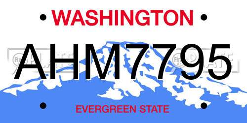AHM7795 Washington License Plate