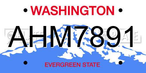 AHM7891 Washington License Plate