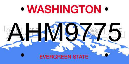 AHM9775 Washington License Plate
