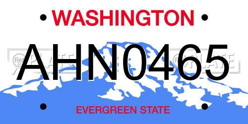 AHN0465 Washington License Plate
