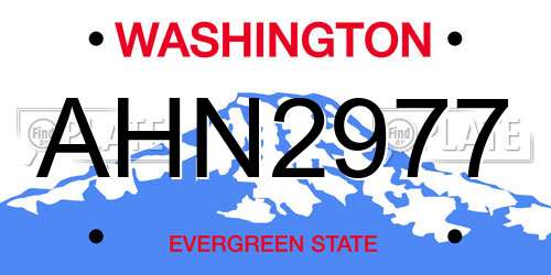 AHN2977 Washington License Plate