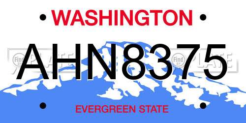 AHN8375 Washington License Plate