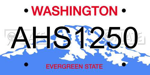 AHS1250 Washington License Plate