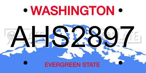 AHS2897 Washington License Plate