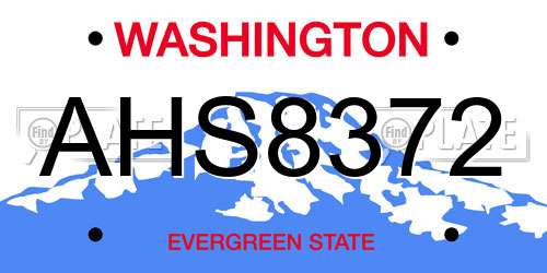 AHS8372 Washington License Plate