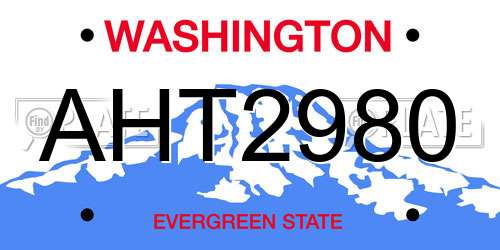 AHT2980 Washington License Plate